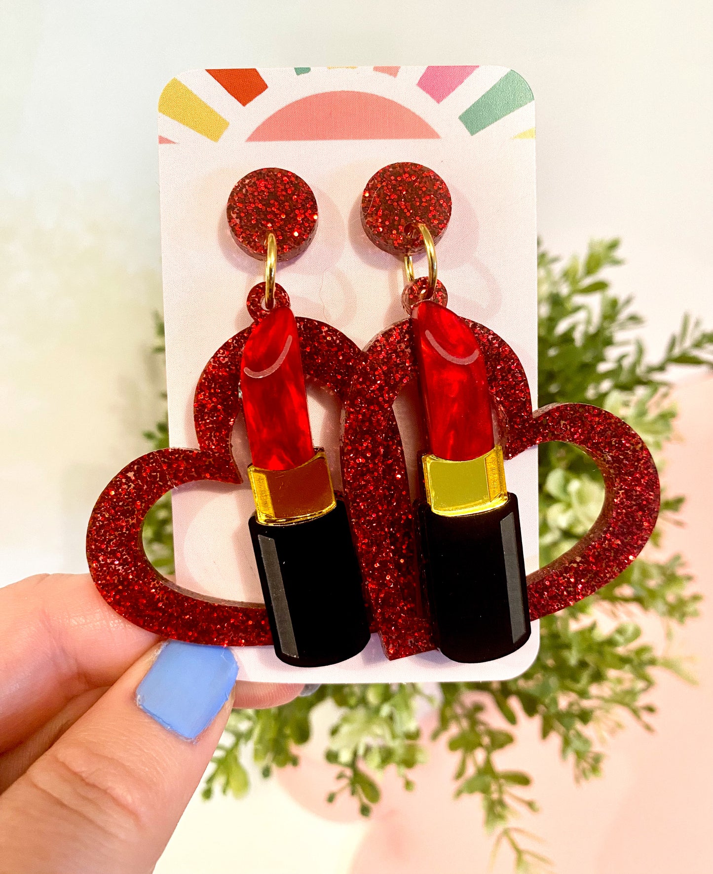 Lippy Love - Red Statement Earrings