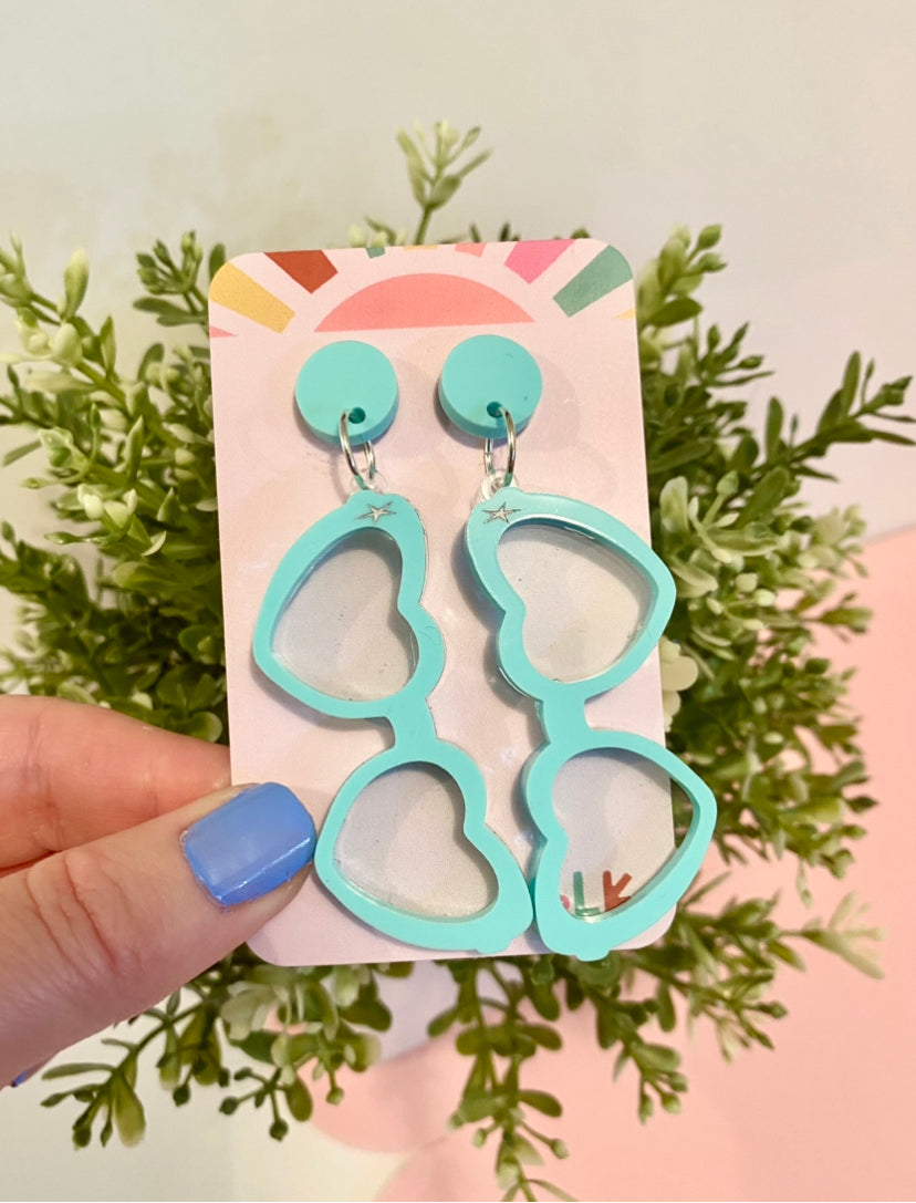 Love Heart Sunglass Earrings - choose your colour