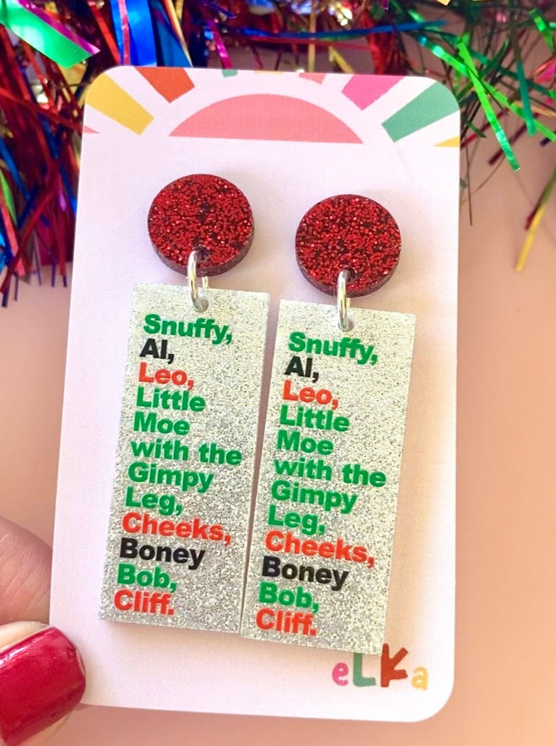 Snuffy, Al, Leo….Christmas Dangle Earrings