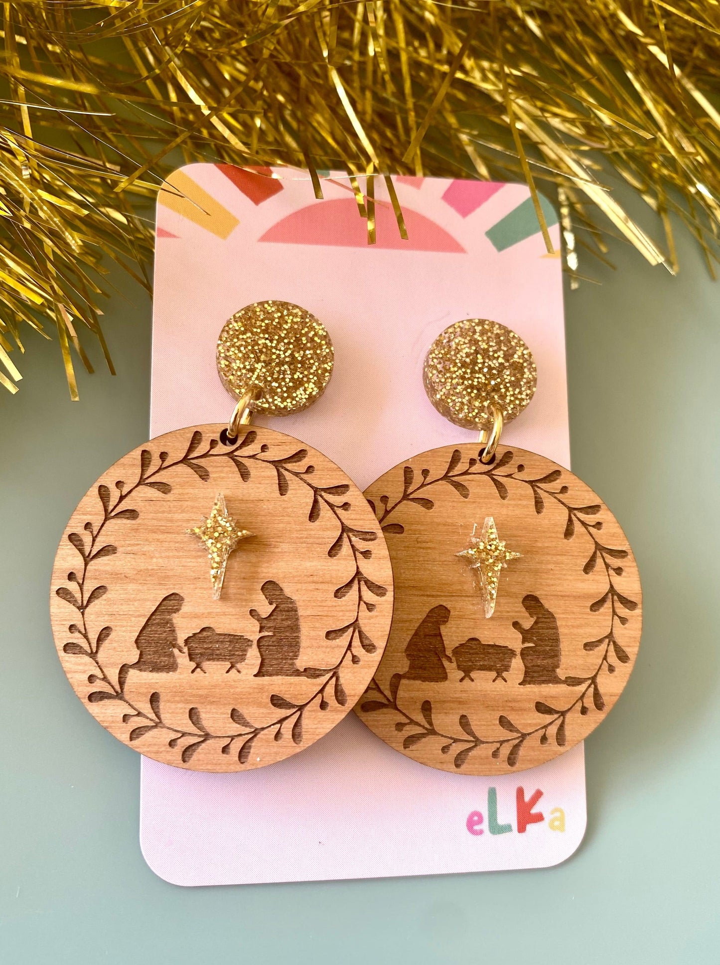 Manger Nativity Dangle Earrings