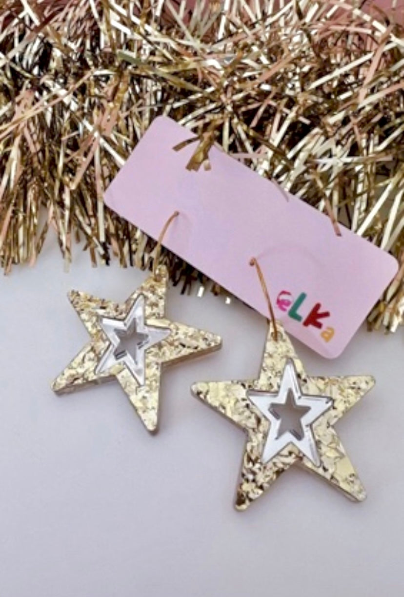 Christmas Star Hoop Dangles *Choose your colour