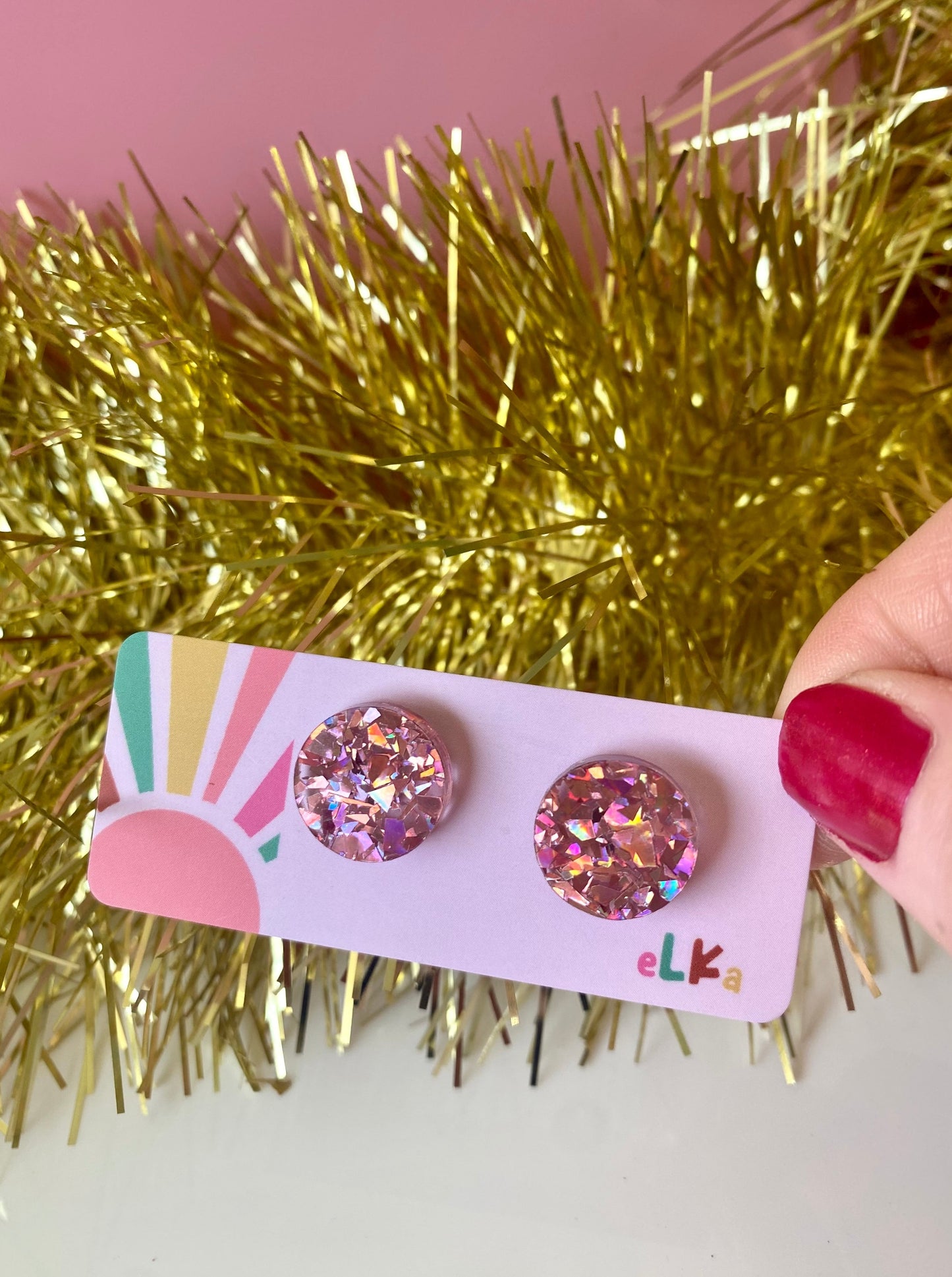 Sparkle Round Stud Earrings - Choose your colour