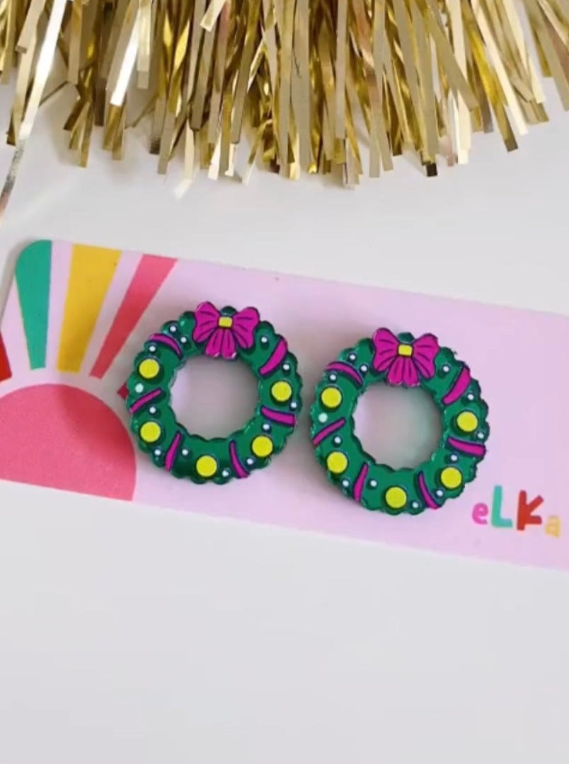Christmas Wreath Stud Earrings