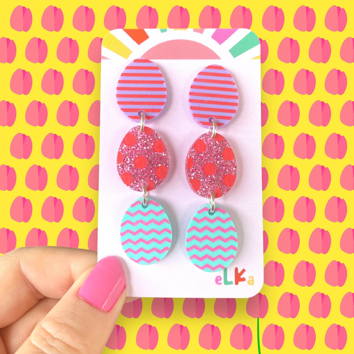 Easter Egg Earring Dangles - Design 2