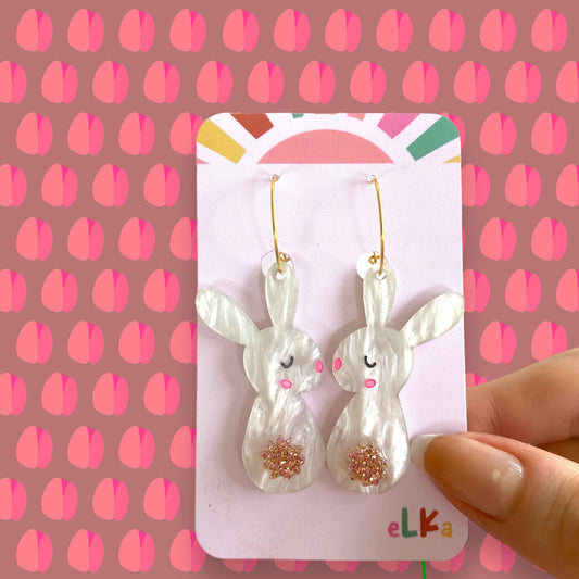 Easter Bunny Hoops - White Pearl