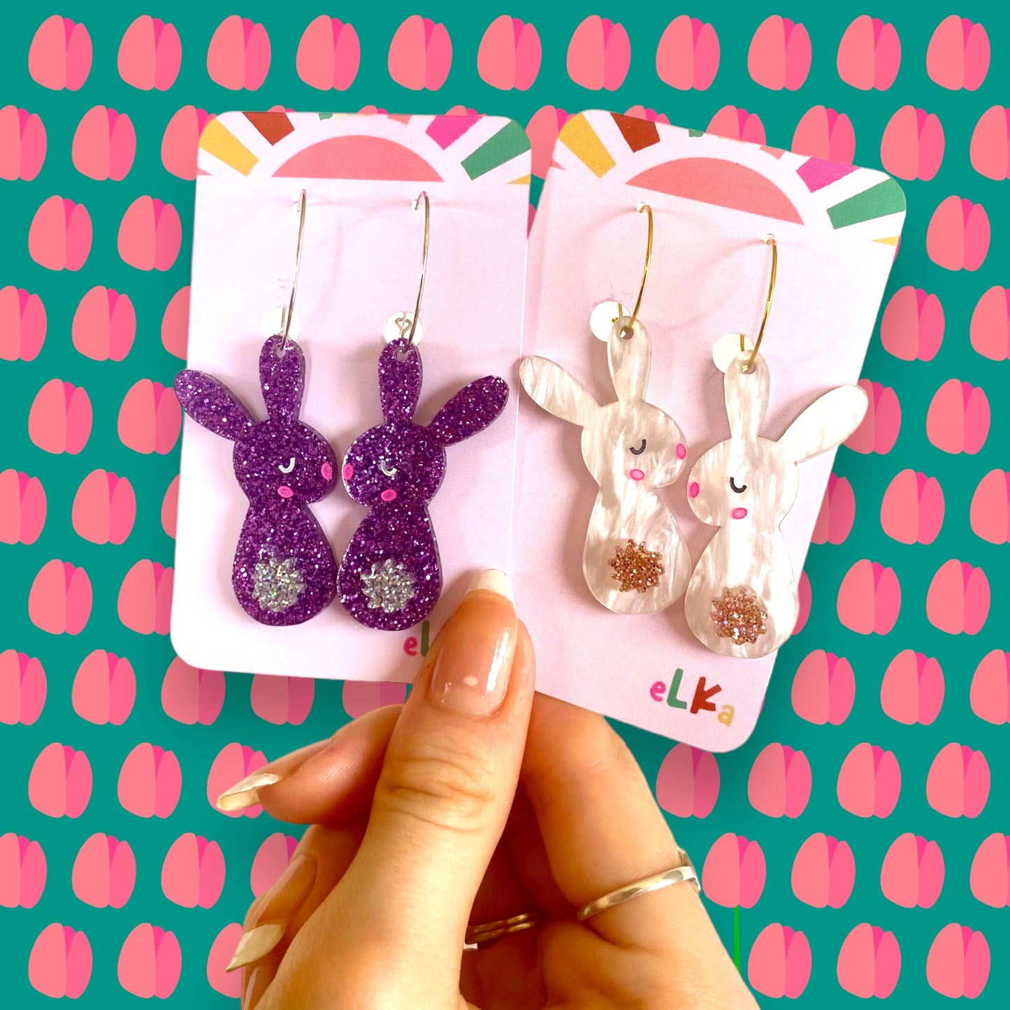 Easter Bunny Hoops - Purple