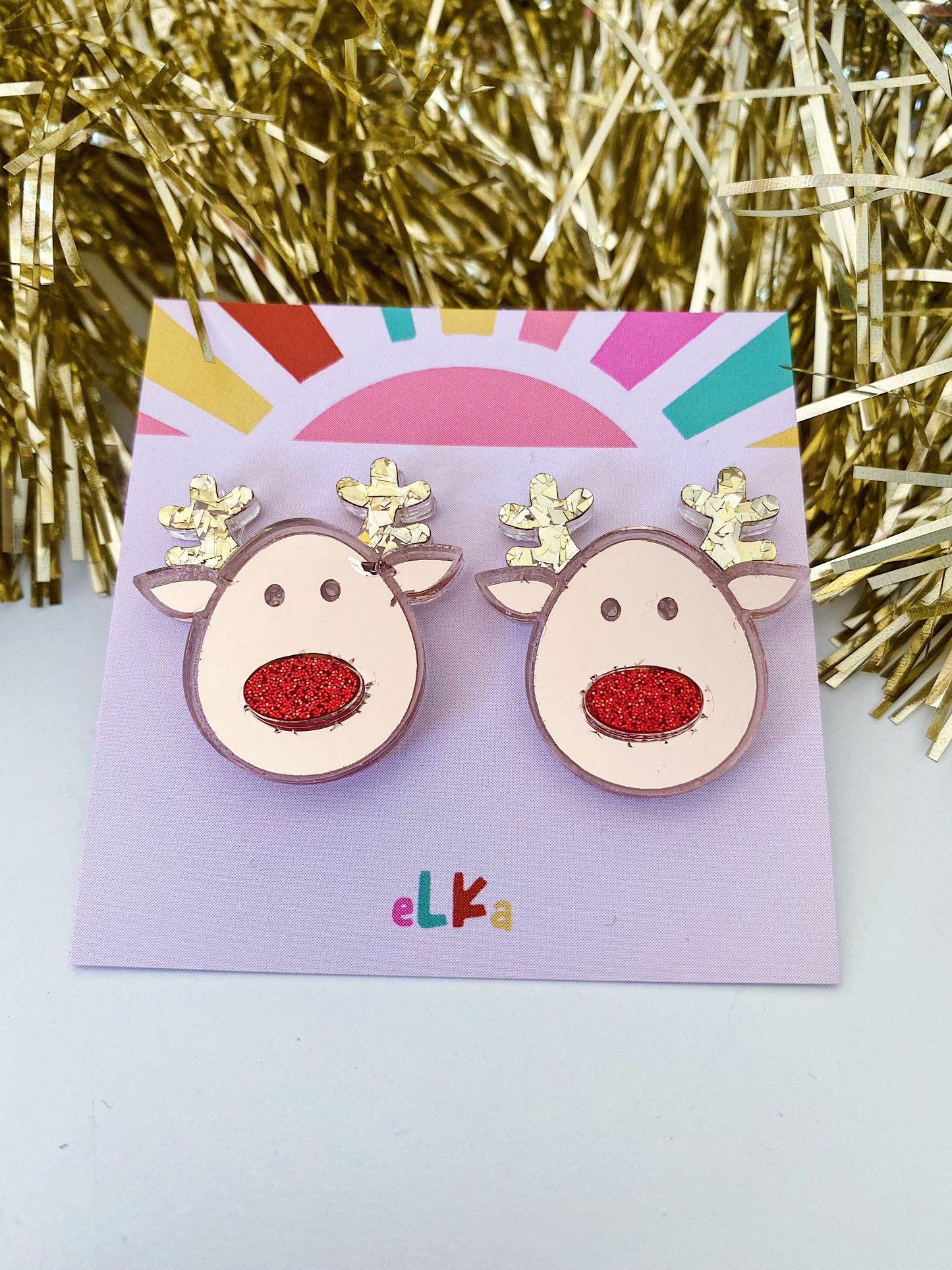 Ruby Reindeer Mega Studs
