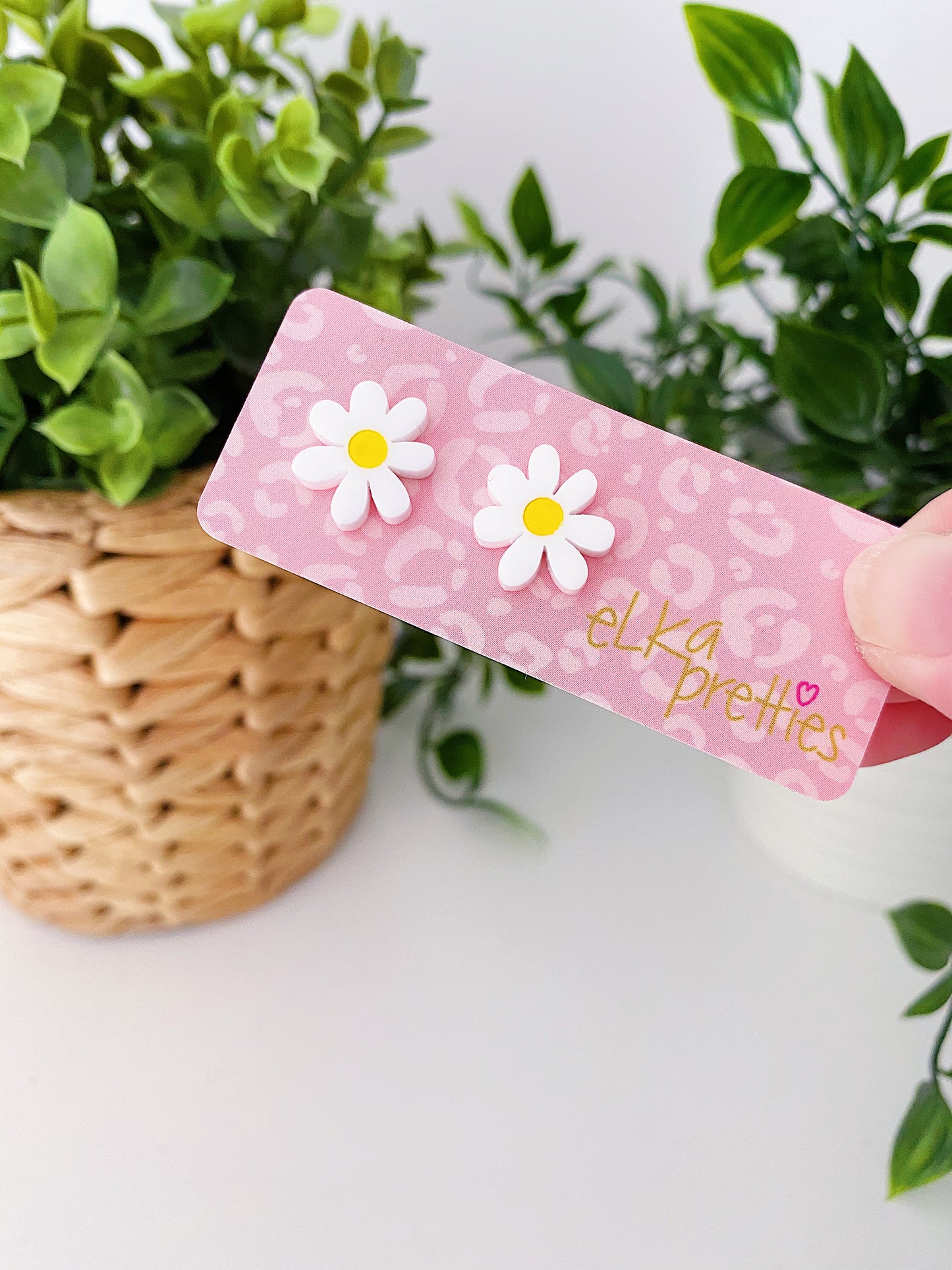 Mini Daisy Studs - White