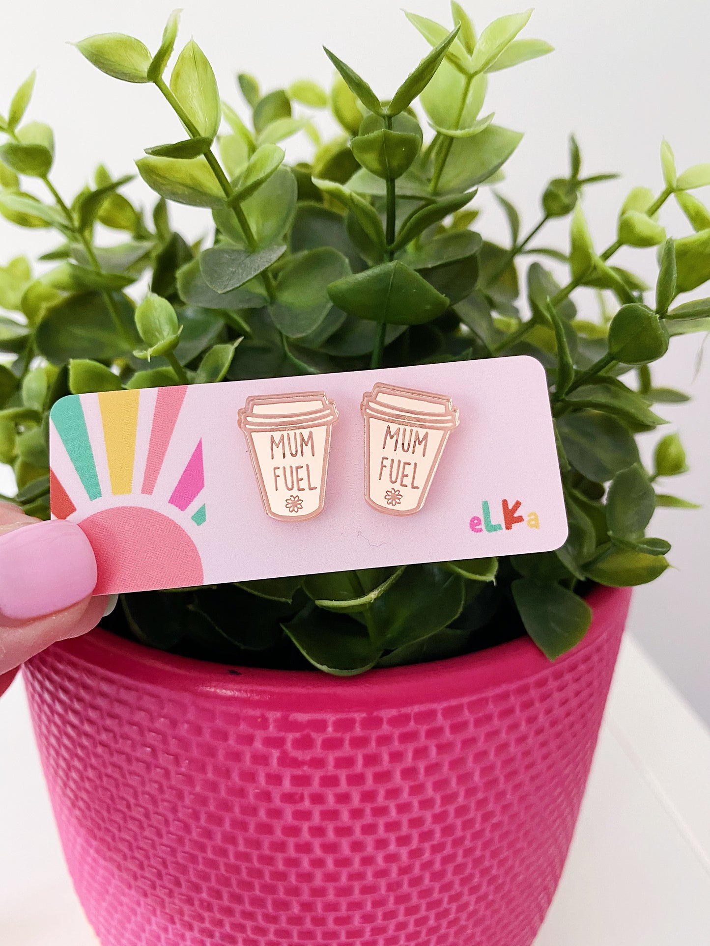 Mum Fuel Coffee Cup Studs *CHOOSE YOUR COLOUR*