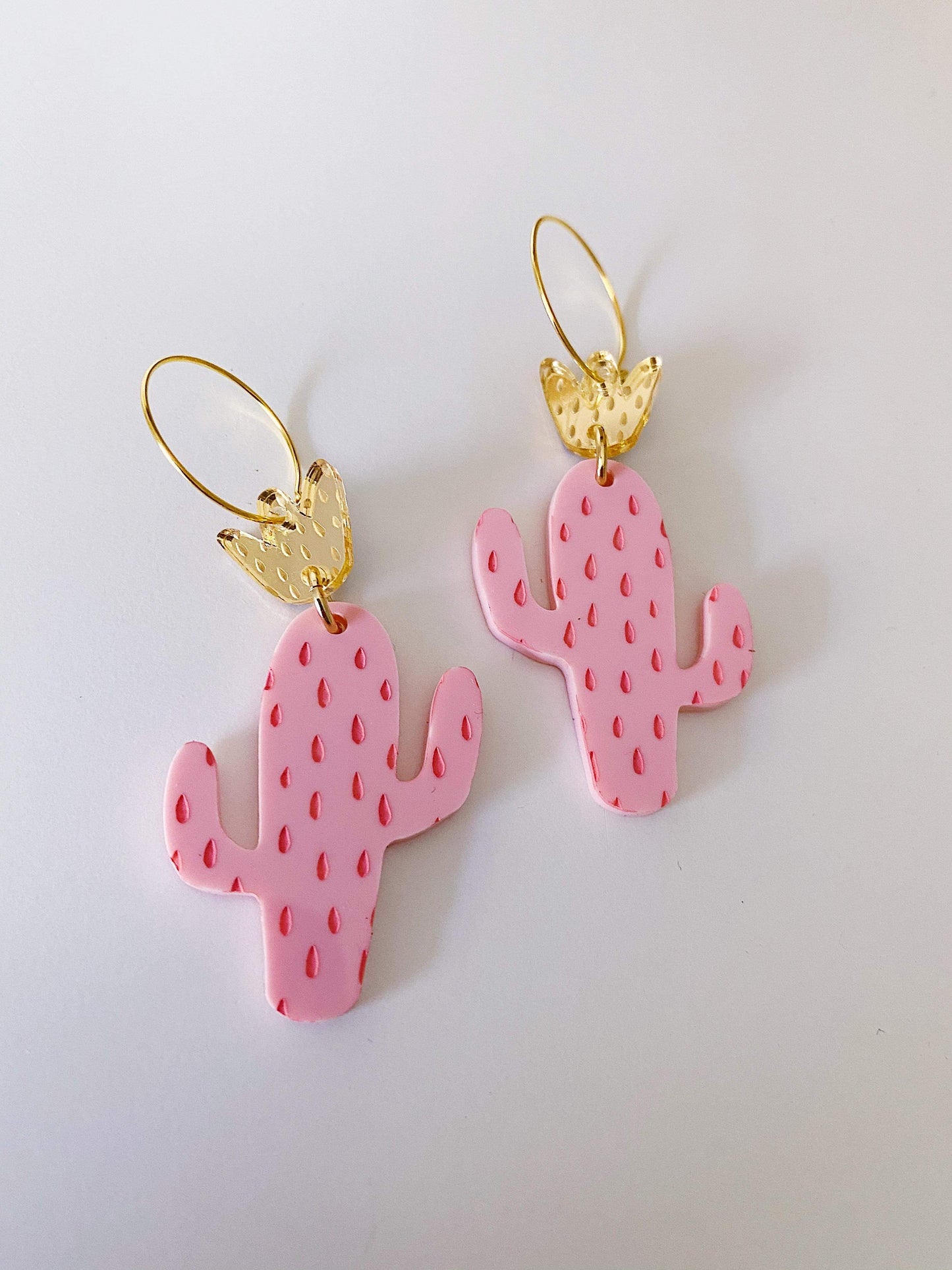Cactus Hoops - Blush & Gold