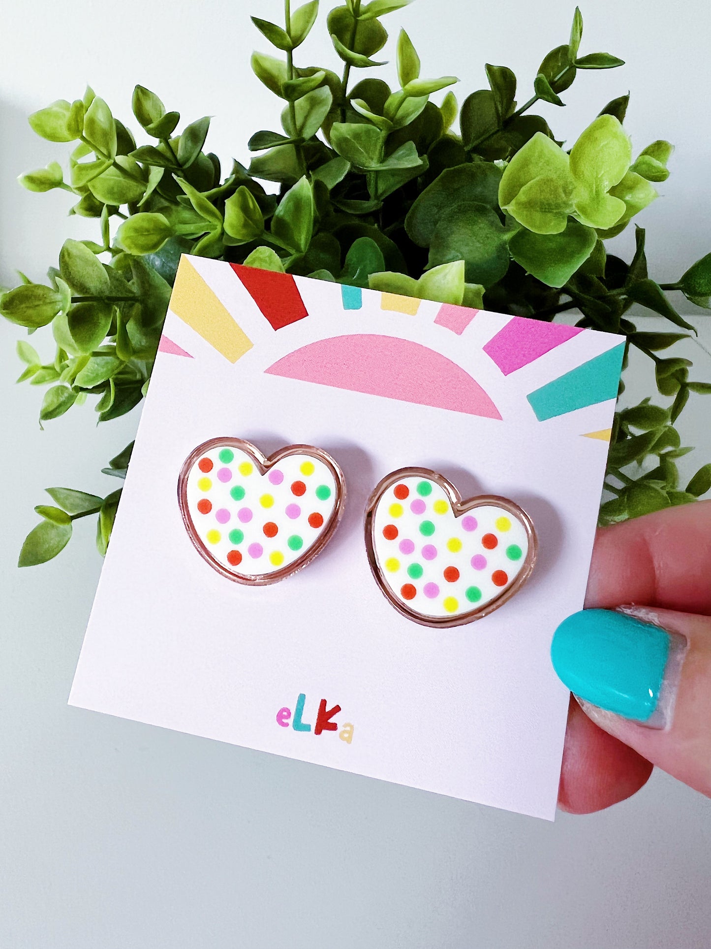 Fairy Bread Heart Studs