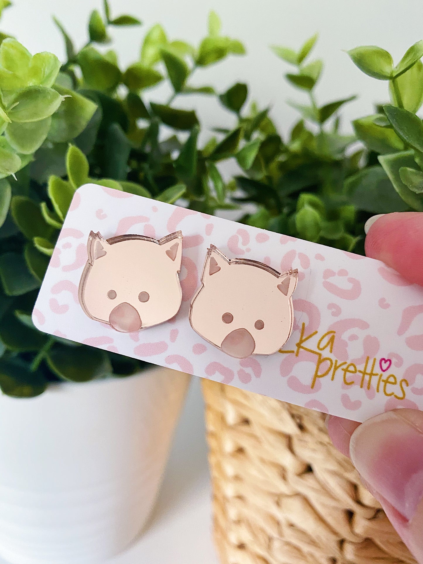 Waffles the Wombat - Rose Gold Mini Studs