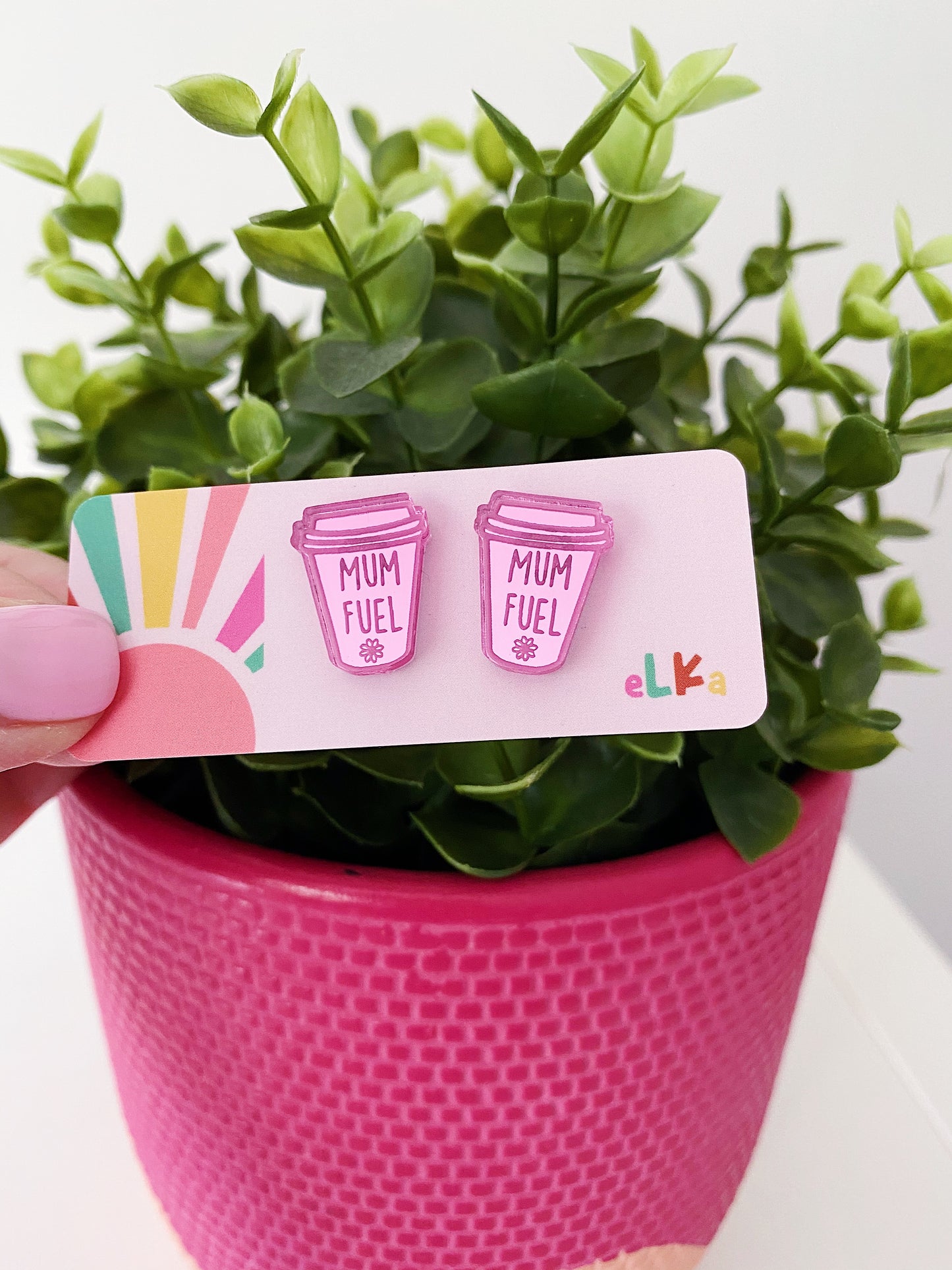 Mum Fuel Coffee Cup Studs *CHOOSE YOUR COLOUR*