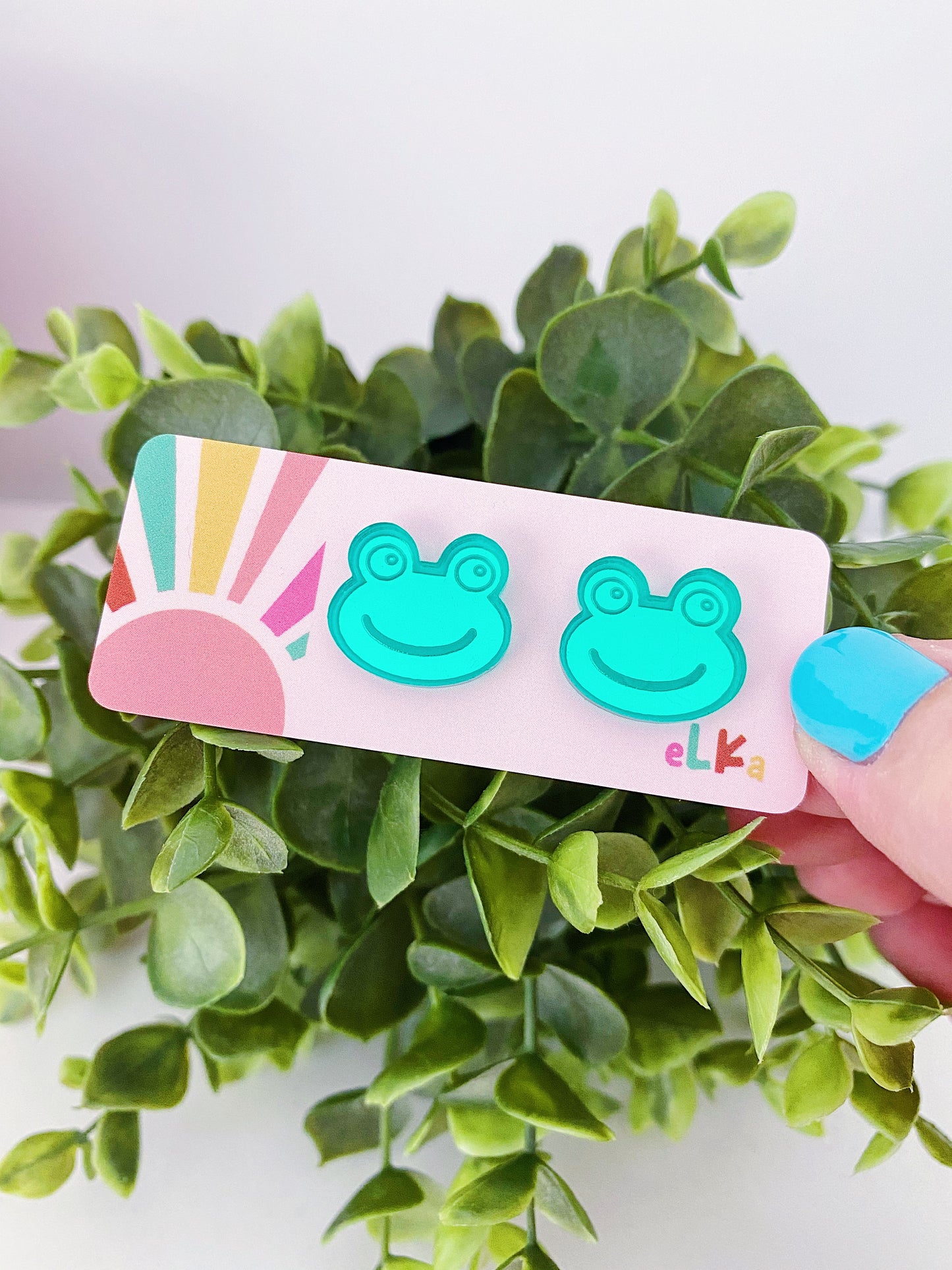 Fenton the Frog - Green Mirror Studs