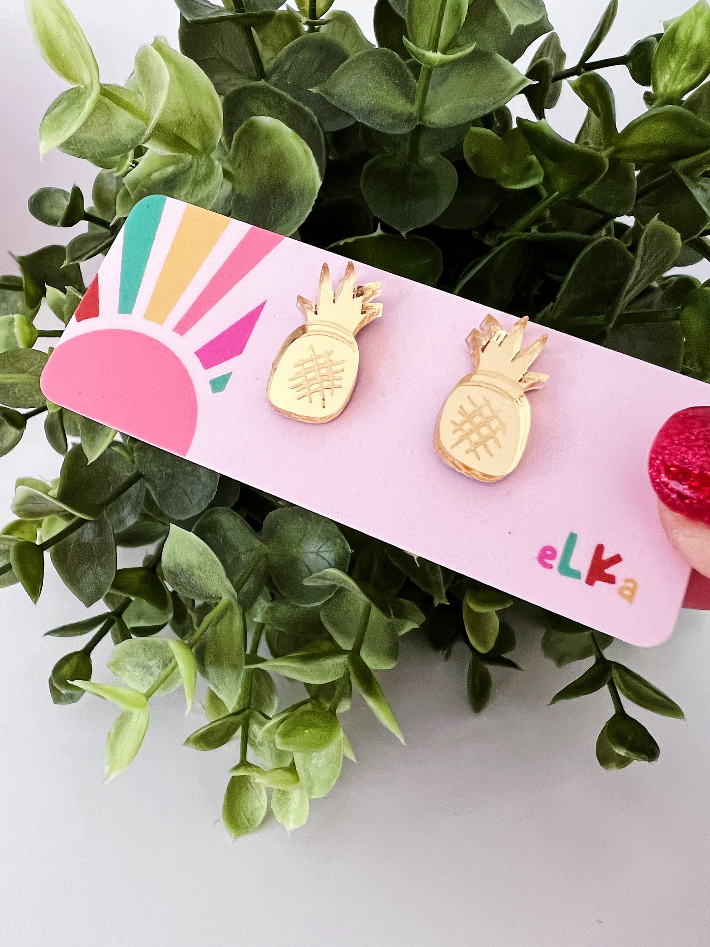 Pineapple Mini Studs - Gold Mirror