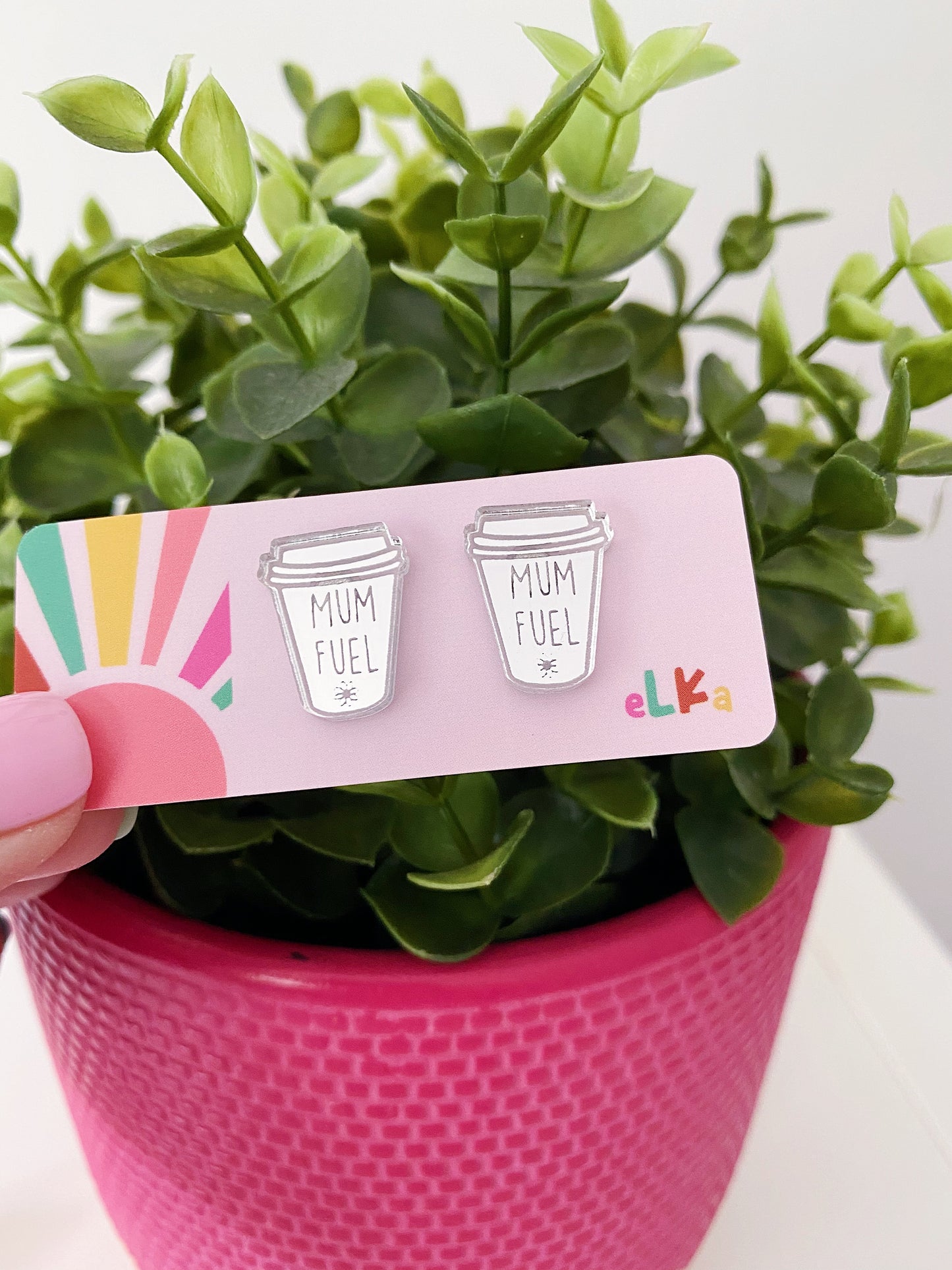 Mum Fuel Coffee Cup Studs *CHOOSE YOUR COLOUR*