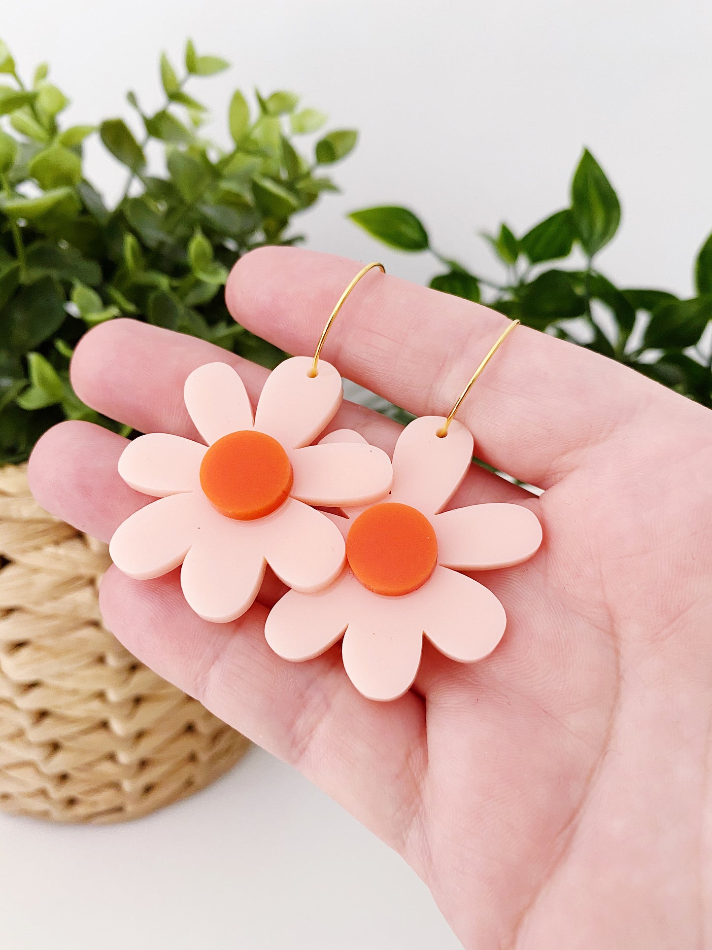 Daisy Hoops - Blush + Mandarin