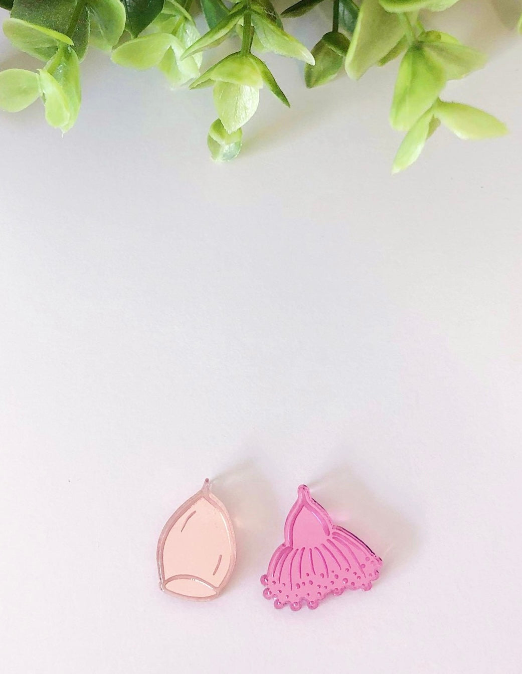 Gum Nut & Blossom Studs - Rose Gold & Pink Mirror