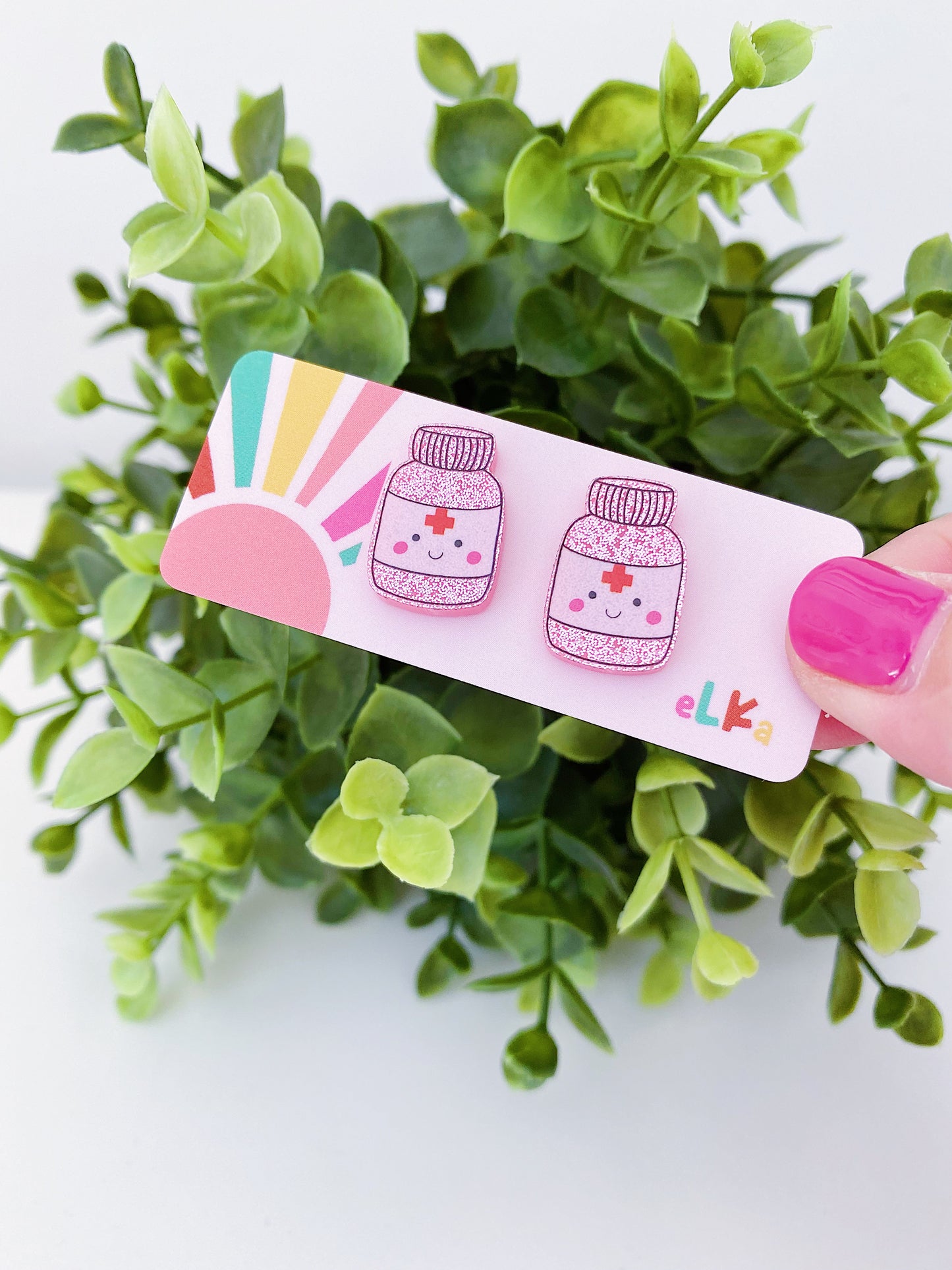 Happy Pills Bottle Studs
