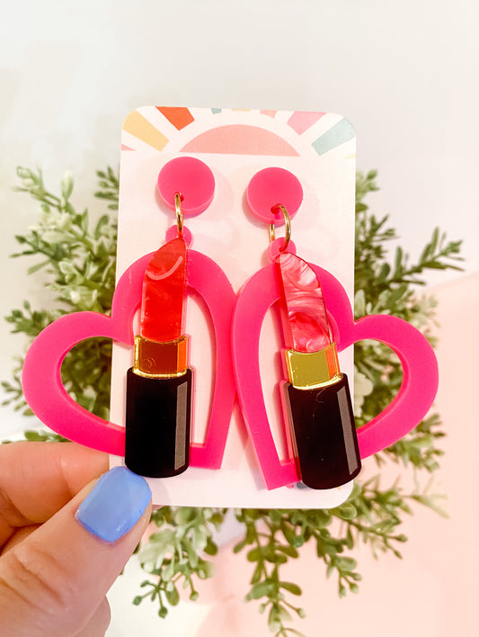 Lippy Love - Pink Statement Earrings