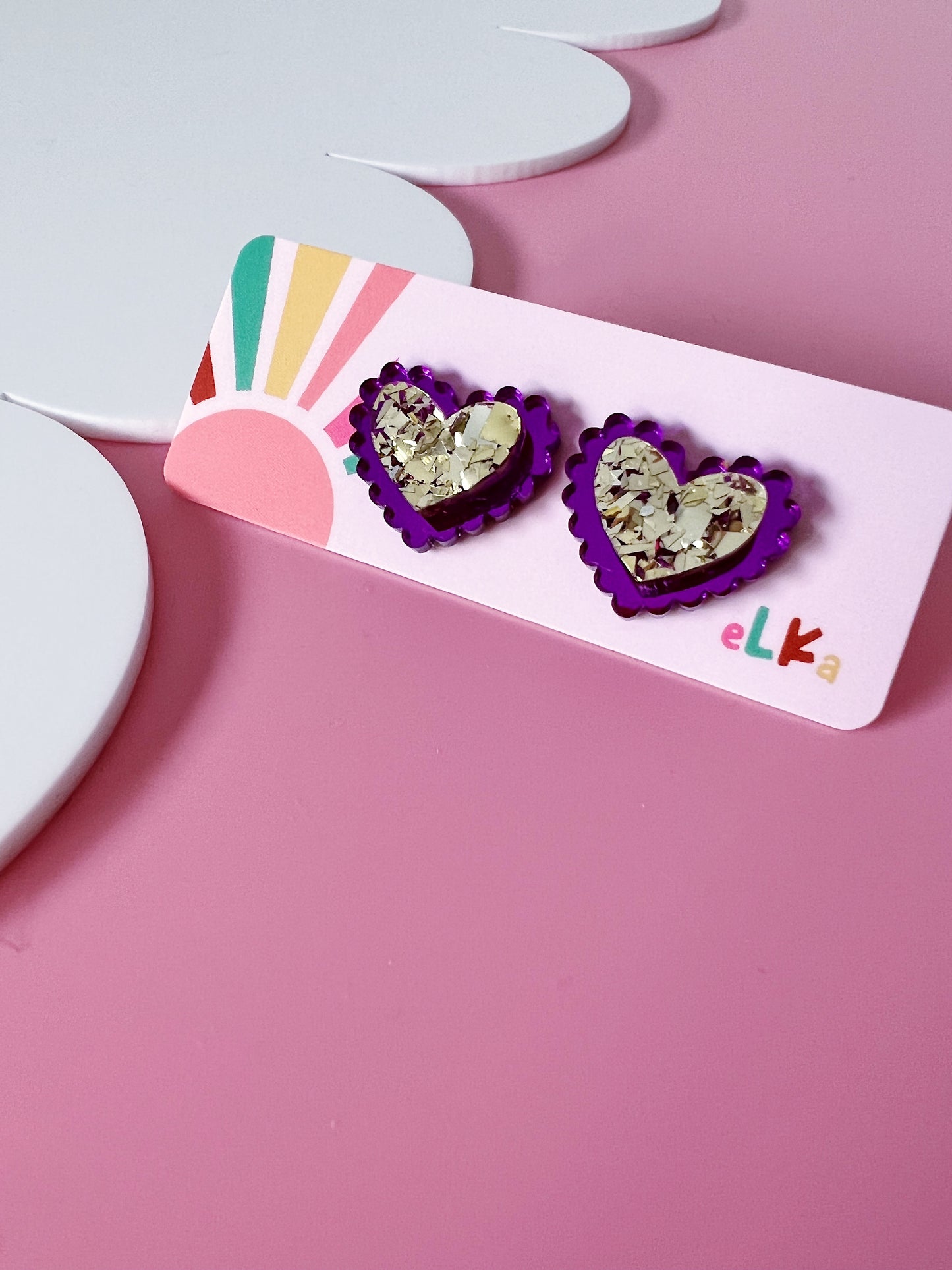 Frilly Heart Studs *NEW COLOURWAYS ADDED*