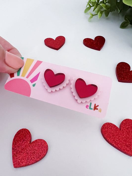 Frilly Heart Studs *NEW COLOURWAYS ADDED*