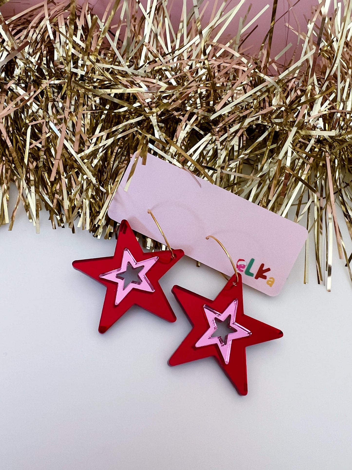 Christmas Star Hoop Dangles *Choose your colour