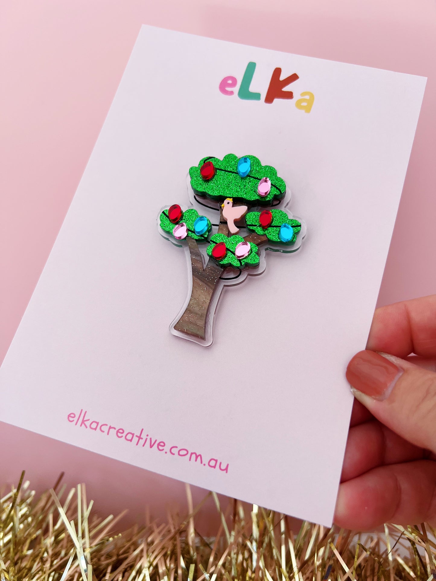 Christmas Gum Tree Brooch