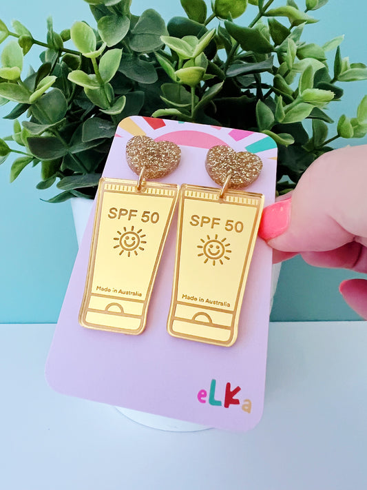 Sunscreen Dangles - Etched Gold Mirror